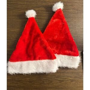 Set of 2 Christmas Santa Holiday Hats Adult Red and White